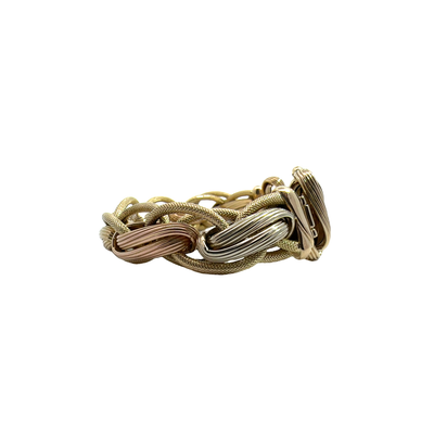 Estate Multi-Tone 14k Yellow Gold Textured Chain Link Bracelet