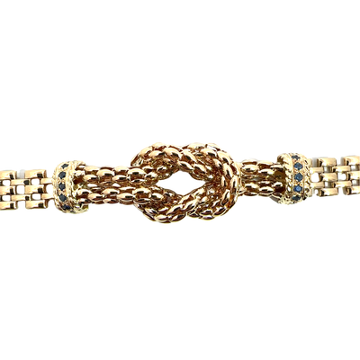 Estate 14k Yellow Gold Knot Sapphire Bracelet