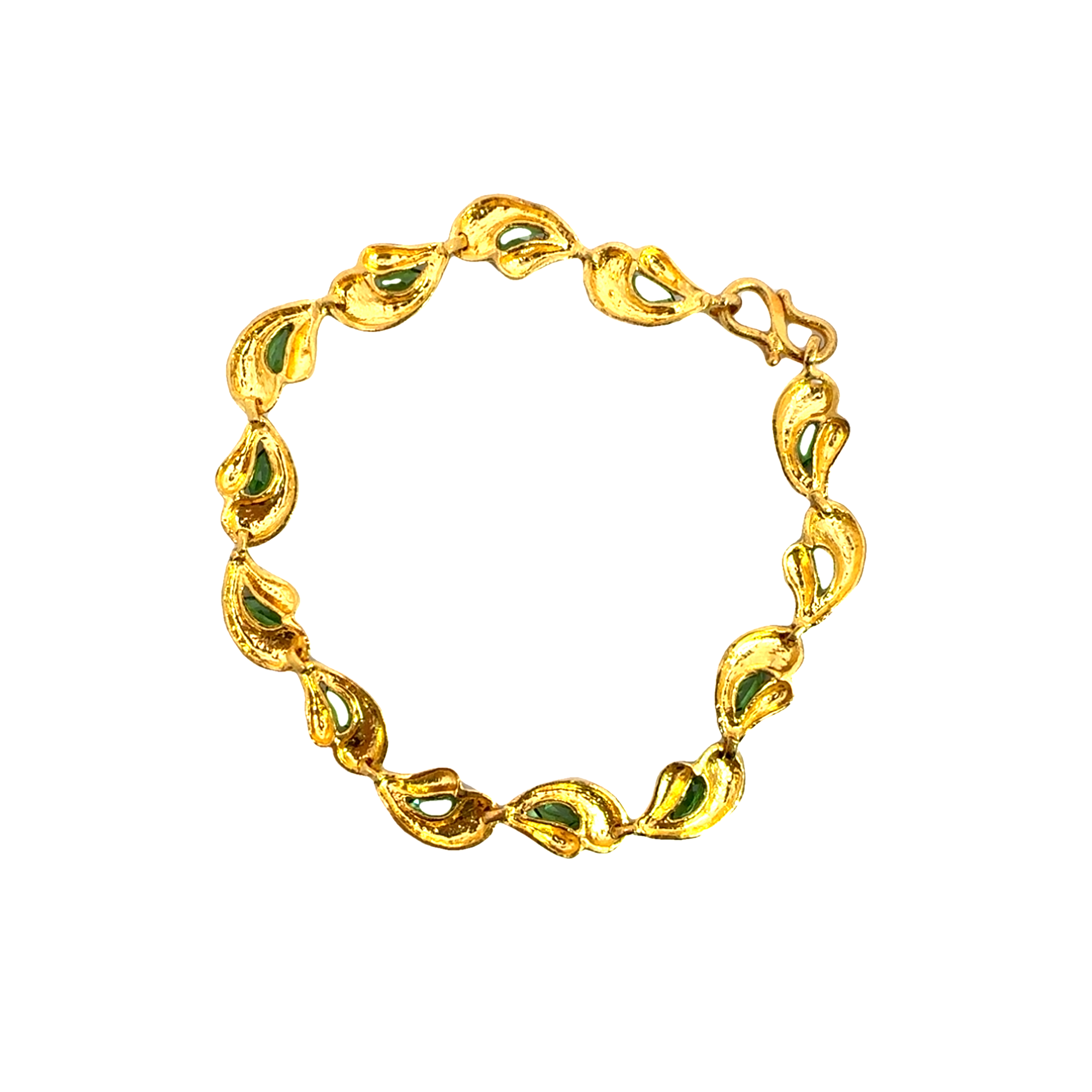 Estate 24k Yellow Gold and Tsavorite Garnet Bracelet