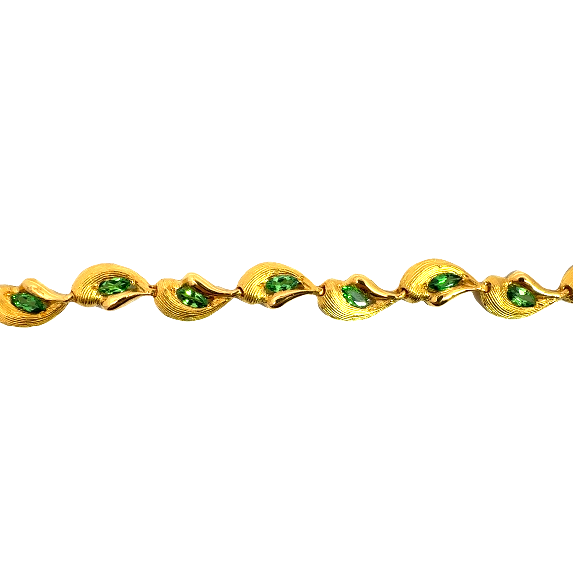 Estate 24k Yellow Gold and Tsavorite Garnet Bracelet