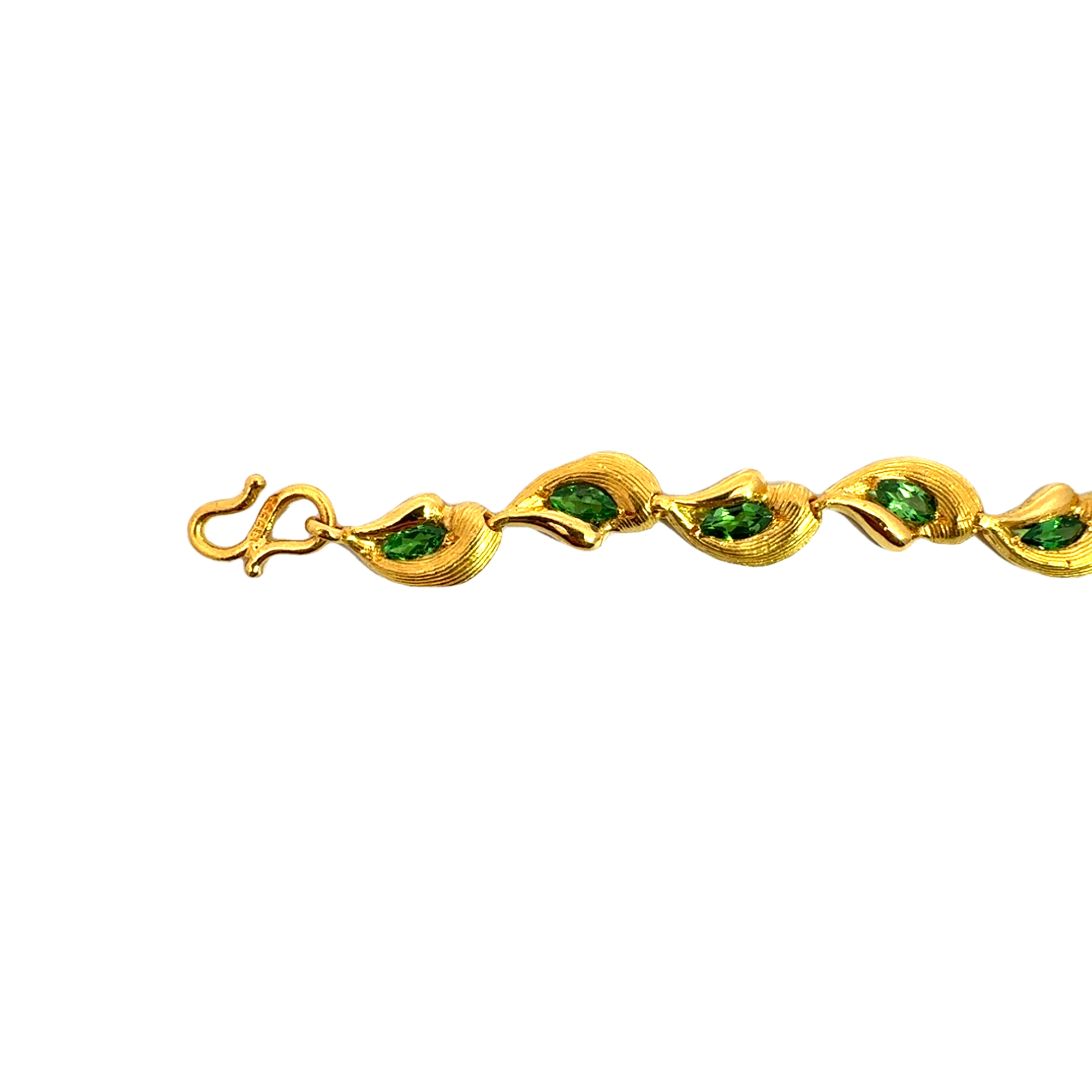 Estate 24k Yellow Gold and Tsavorite Garnet Bracelet