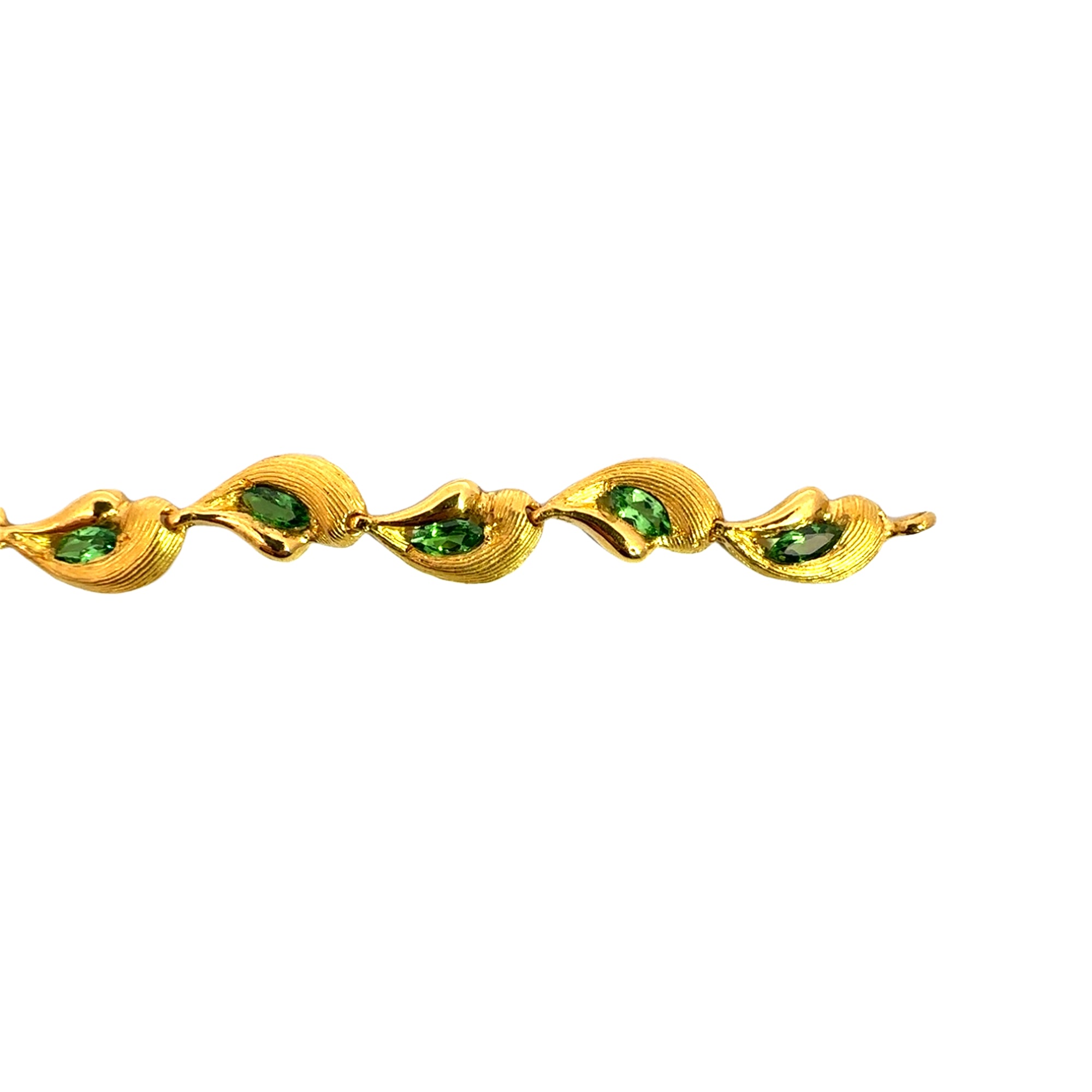 Estate 24k Yellow Gold and Tsavorite Garnet Bracelet