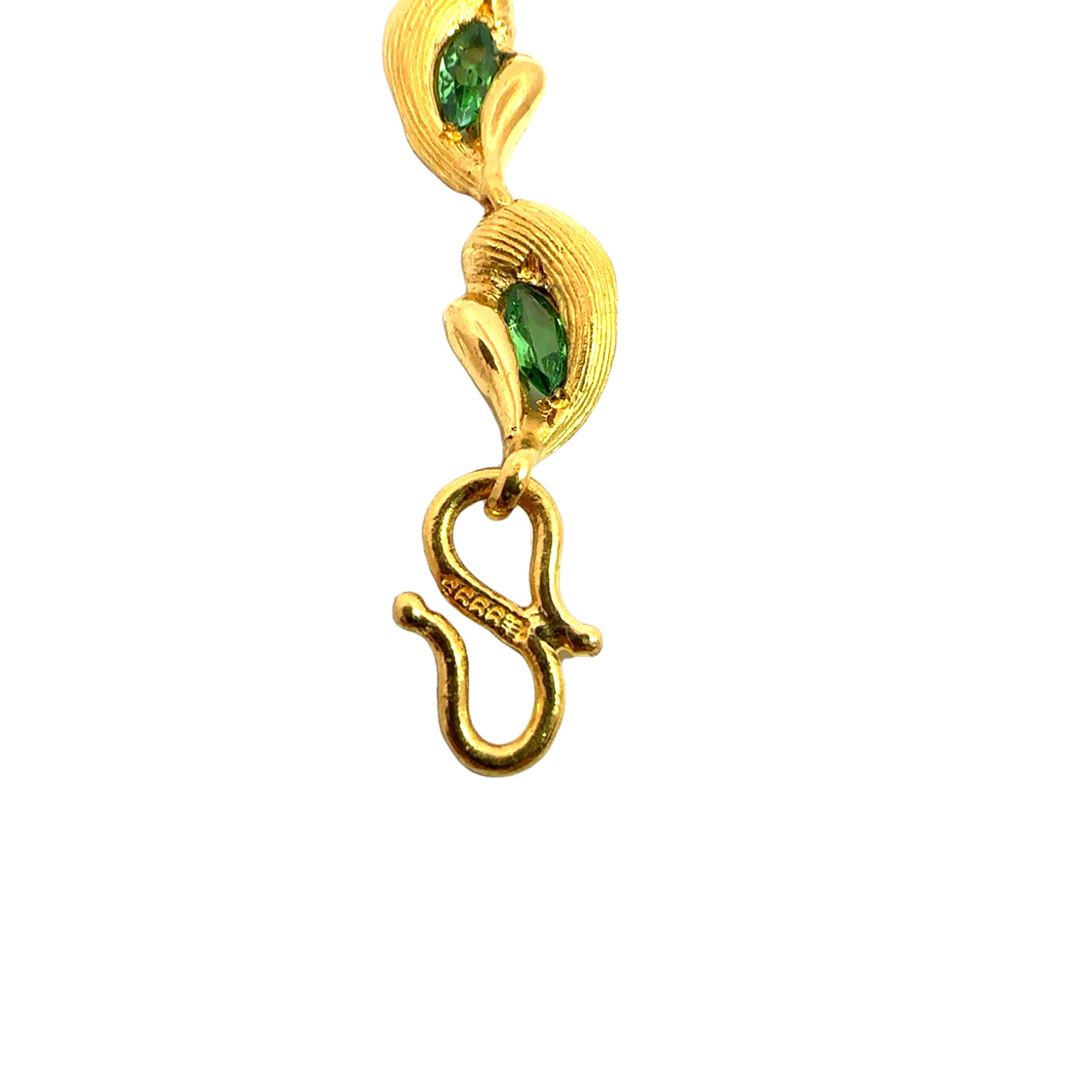 Estate 24k Yellow Gold and Tsavorite Garnet Bracelet