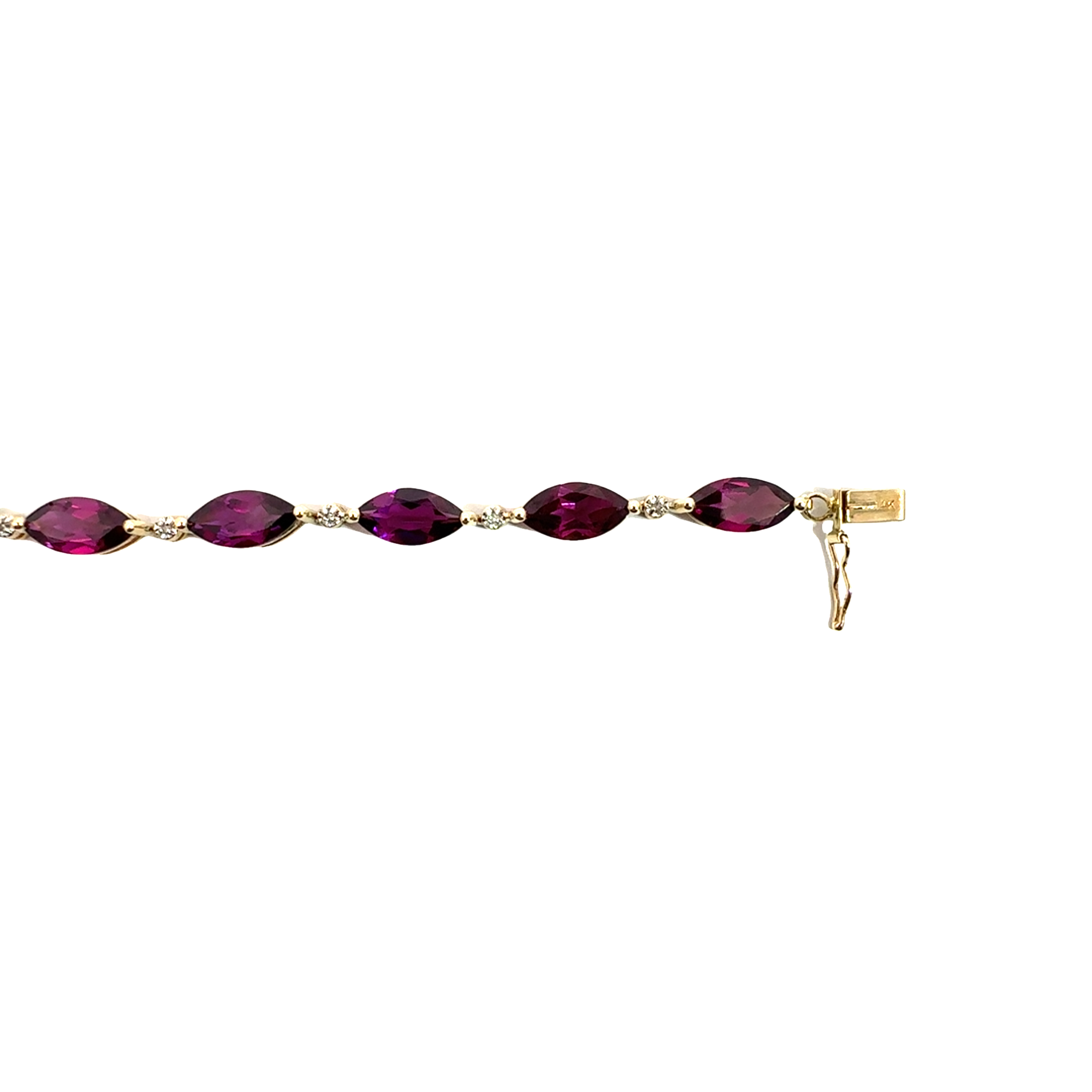 Estate 14k Yellow Gold Marquis Cut Rhodolite Garnet Bracelet