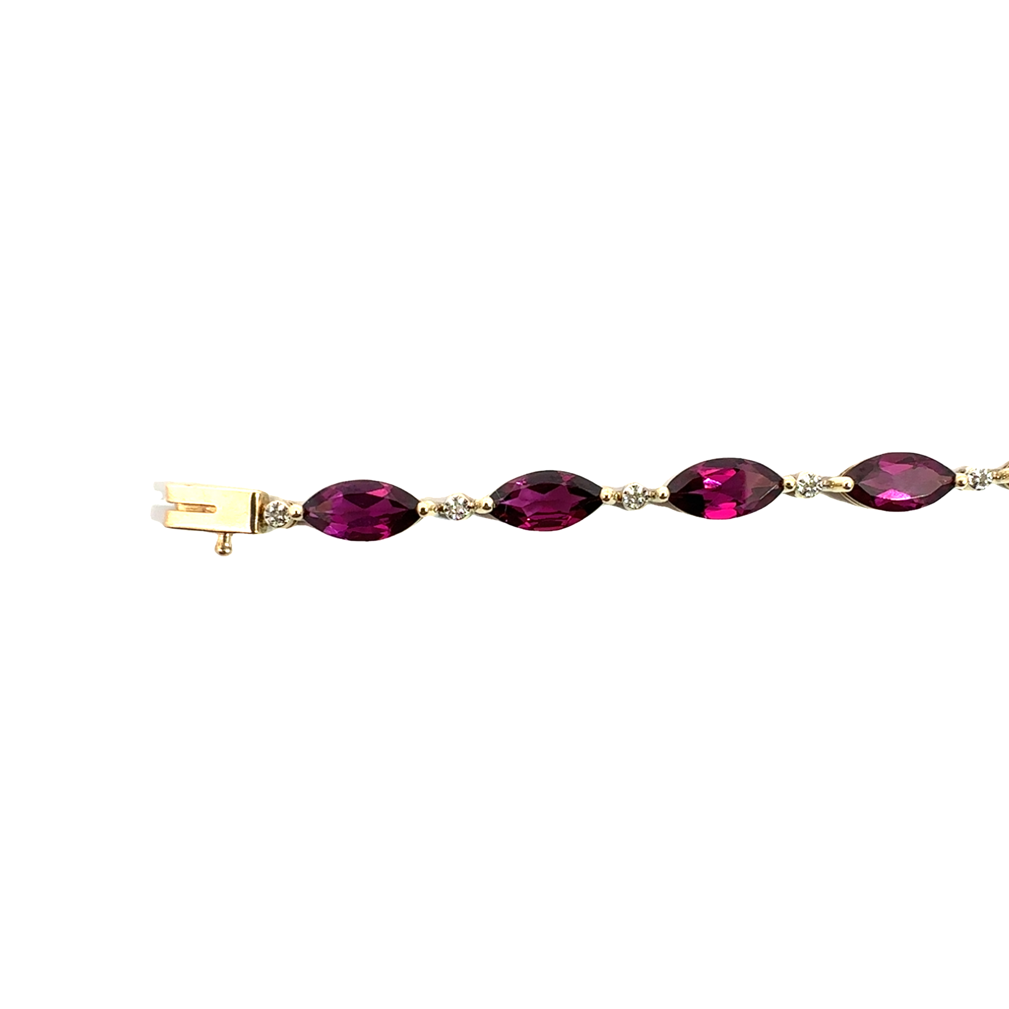 Estate 14k Yellow Gold Marquis Cut Rhodolite Garnet Bracelet