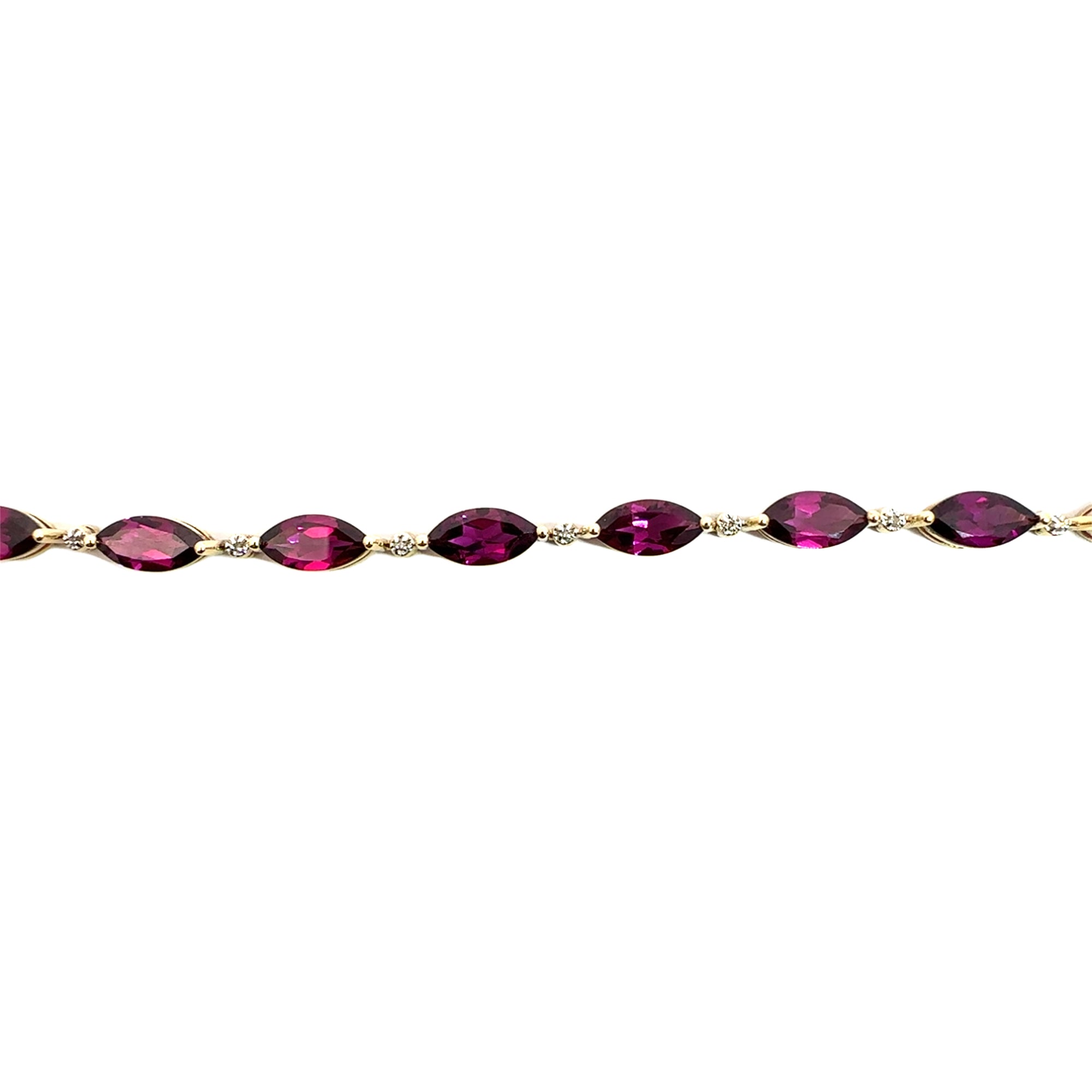 Estate 14k Yellow Gold Marquis Cut Rhodolite Garnet Bracelet