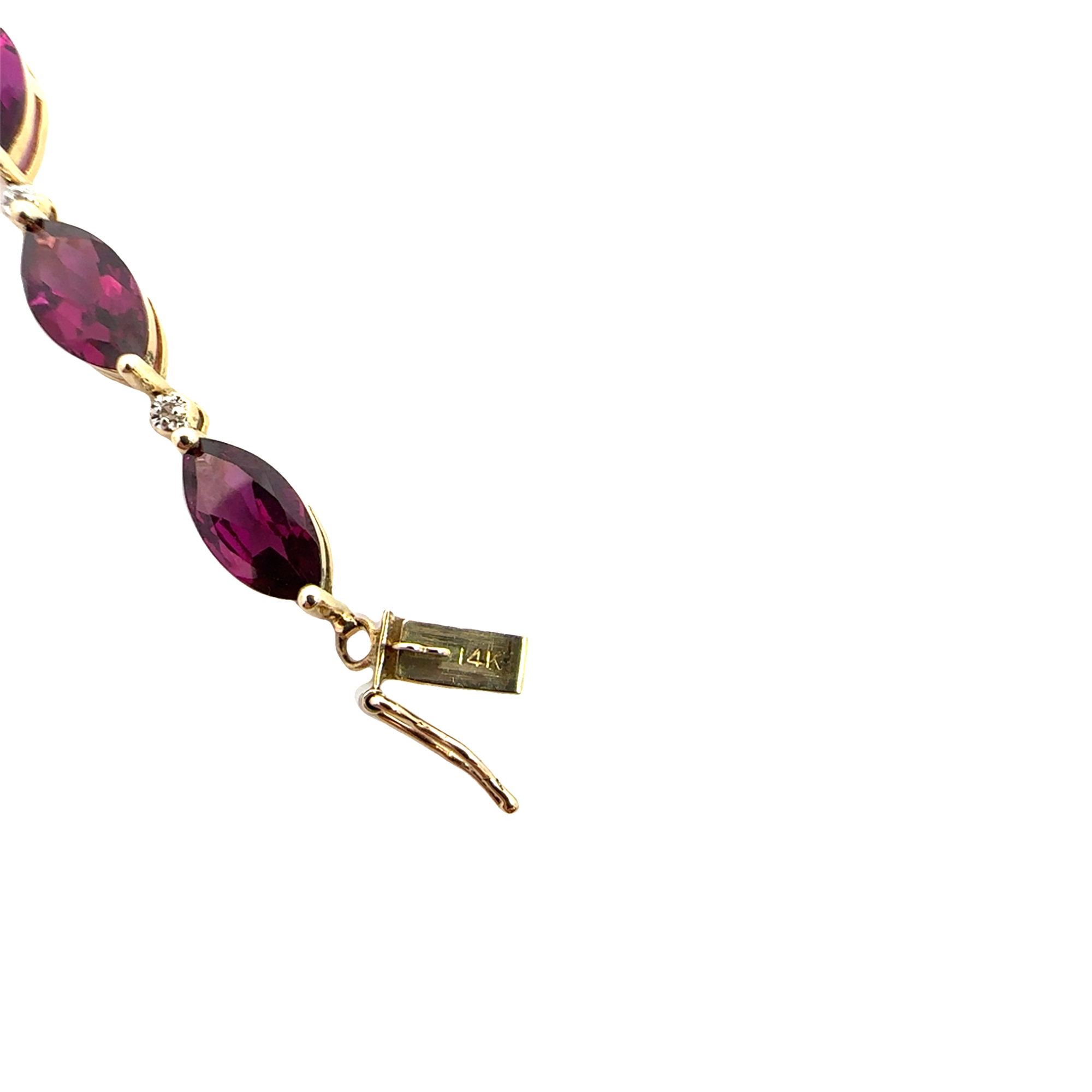 Estate 14k Yellow Gold Marquis Cut Rhodolite Garnet Bracelet