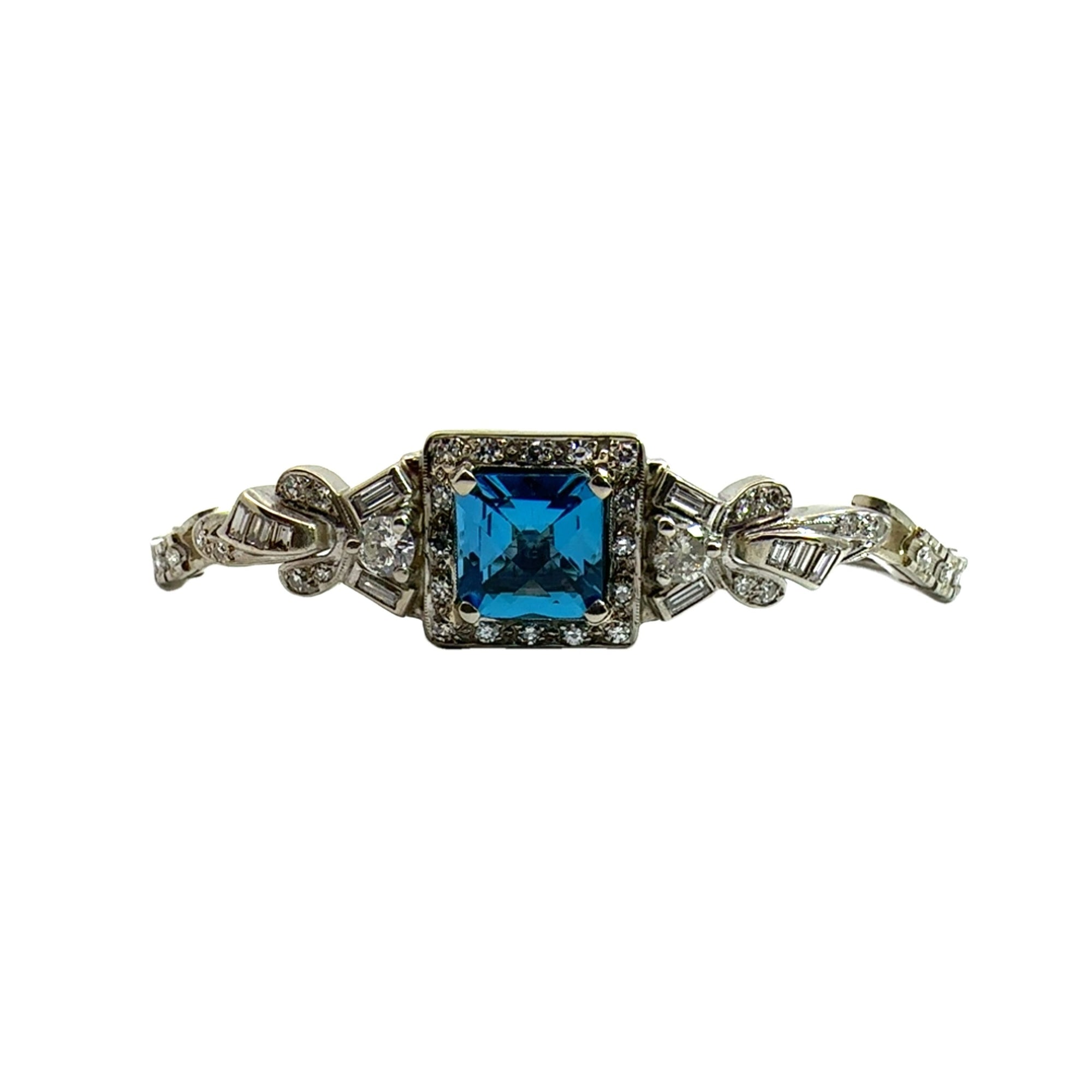 Vintage 14k White Gold Topaz Bracelet