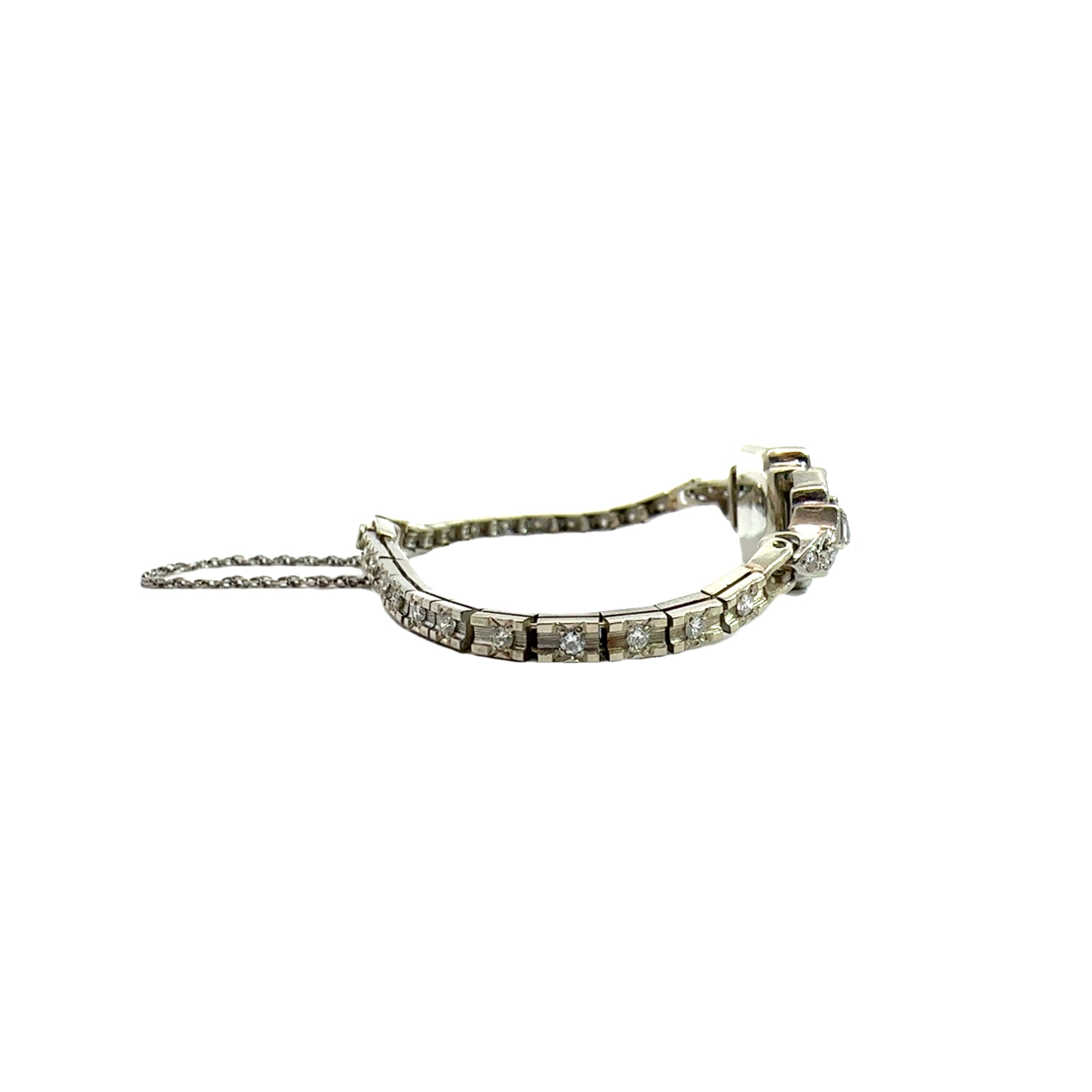 Vintage 14k White Gold Topaz Bracelet