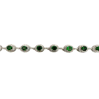 Estate 18k White Gold Tsavorite Garnet and Diamond Bracelet