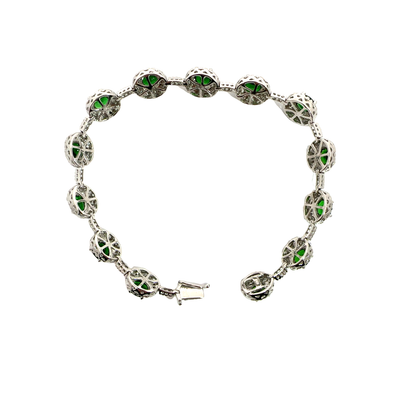 Estate 18k White Gold Tsavorite Garnet and Diamond Bracelet