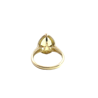 Estate Effy 14k Yellow Gold Yellow Quartz and Diamond Halo Ring