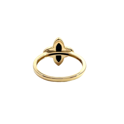 Estate Effy Black Onyx and Diamond 14k Yellow Gold Ring