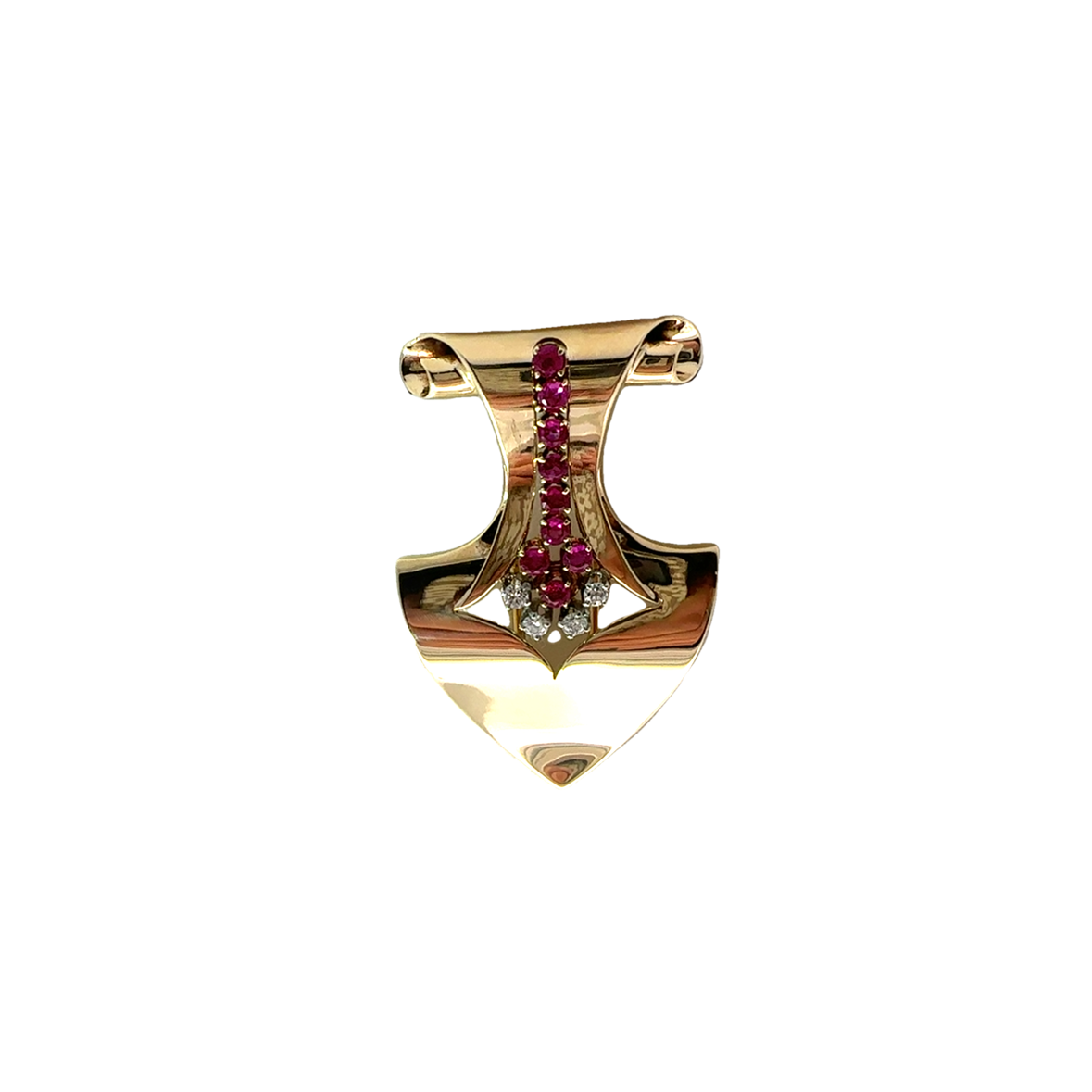 Vintage Tiffany &amp; Co. 14k Yellow Gold Diamond and Ruby Brooch