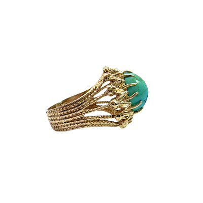 Estate 14k Yellow Gold Turquoise Ring