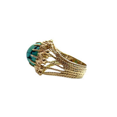 Estate 14k Yellow Gold Turquoise Ring