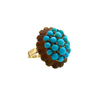 Estate 18k Yellow Gold Turquoise Cluster Ring