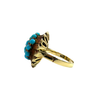 Estate 18k Yellow Gold Turquoise Cluster Ring