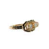 Vintage Black Enamel 14k Yellow Gold Three Stone Diamond Ring