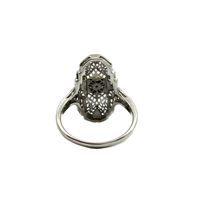 Vintage 14k White Gold Diamond Shield Ring