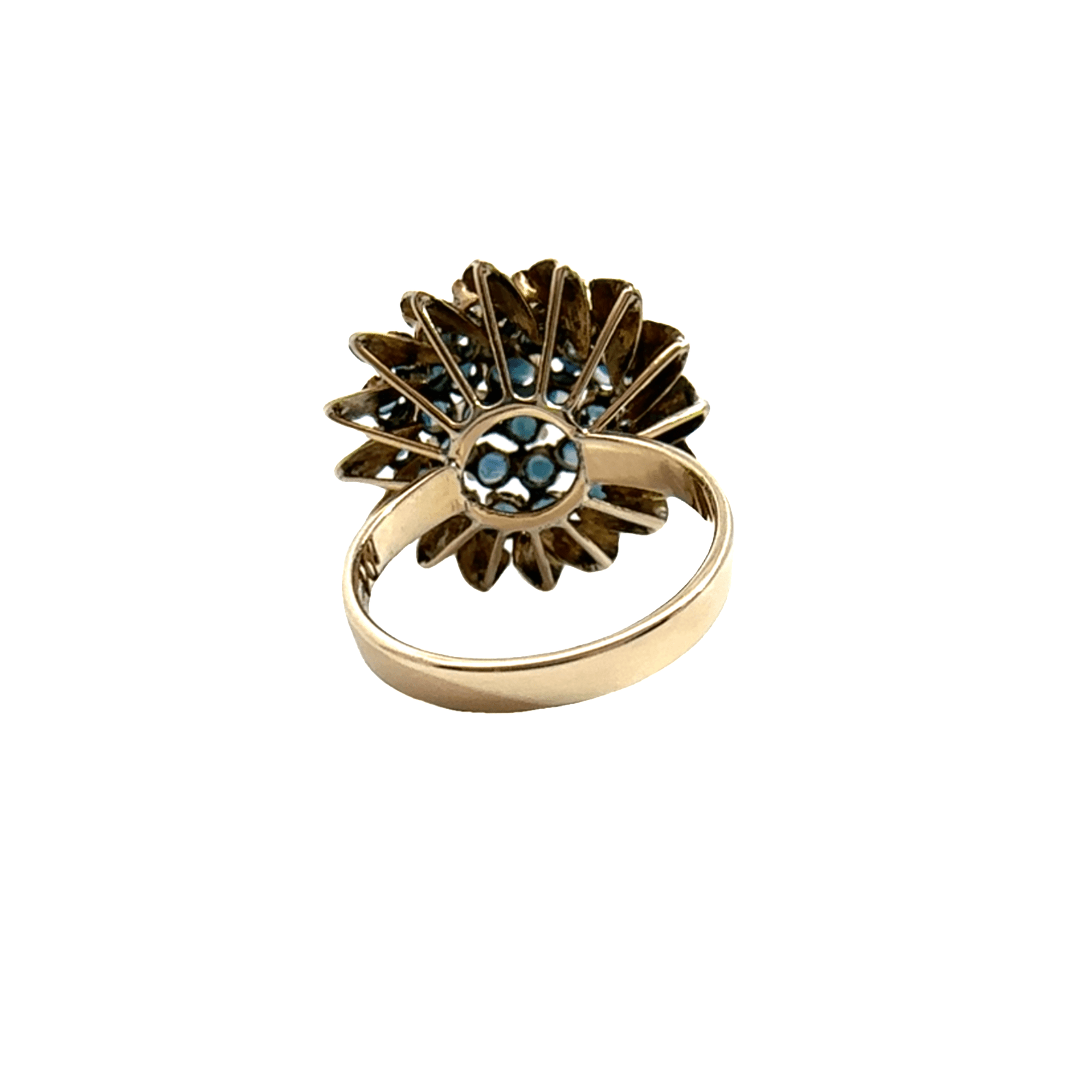 Estate 14k Yellow Gold Sapphire Cluster Ring