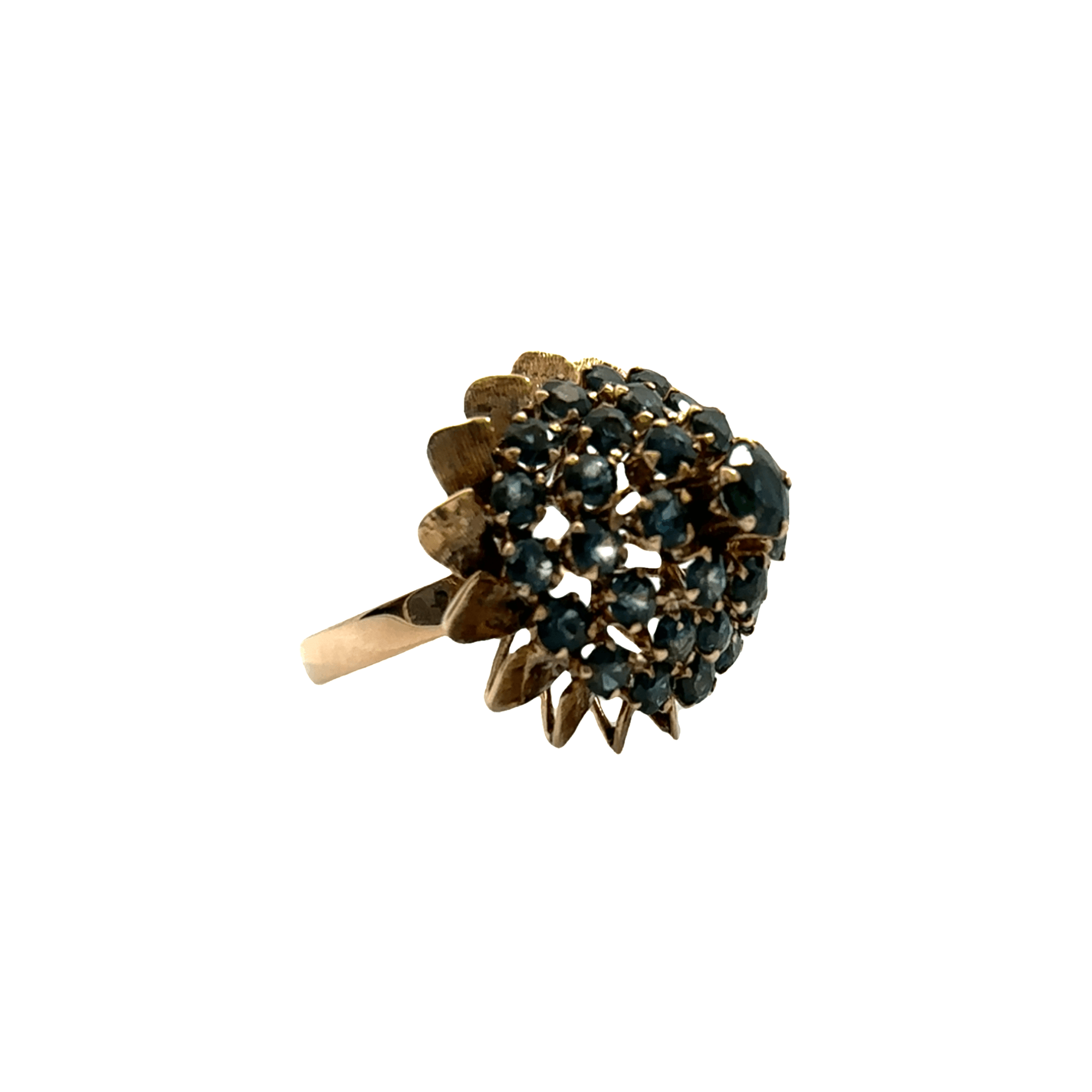 Estate 14k Yellow Gold Sapphire Cluster Ring