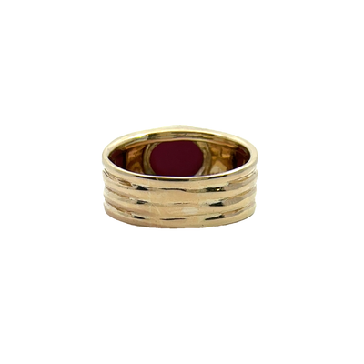 Estate 14k Yellow Gold Lab Created Pink Star Ruby Ring