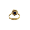 Vintage 14k Yellow Gold Sapphire and Diamond Halo Ring