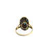 Vintage 18k Yellow Gold Sapphire and Diamond Shield Ring