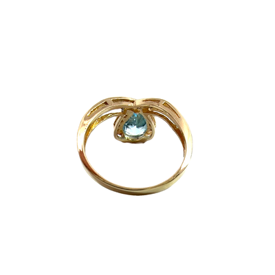 Estate 14k Yellow Gold Topaz and Diamond Ring