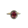 Estate 18k Yellow Gold Pink Sapphire and Diamond Halo Ring