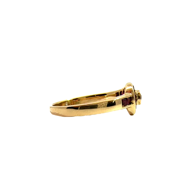 Vintage 18k Yellow Gold Ruby and Diamond Ring