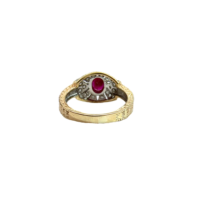 Vintage 14k Yellow Gold Ruby and Diamond Ring