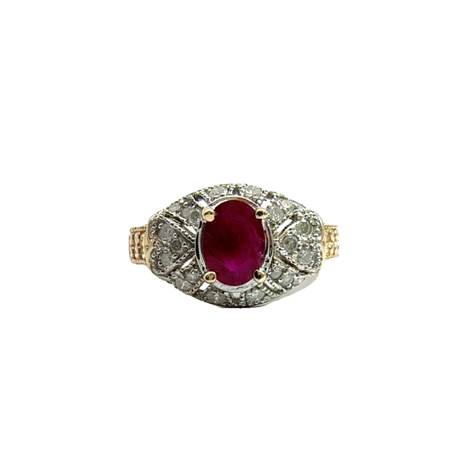 Vintage 14k Yellow Gold Ruby and Diamond Ring