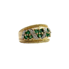 Estate 14k Yellow Gold Emerald and Diamond Band Ring