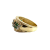 Estate 14k Yellow Gold Emerald and Diamond Band Ring