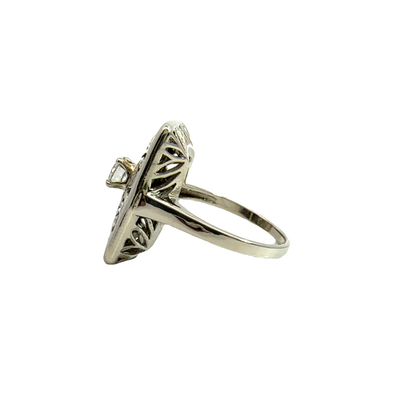 Vintage 14k White Gold Diamond Shield Ring