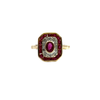 Vintage 14k Yellow Gold Ruby and Diamond Ring