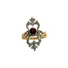 Vintage 14k Two-Tone Gold Ruby and Diamond Shield Ring