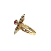 Vintage 14k Two-Tone Gold Ruby and Diamond Shield Ring