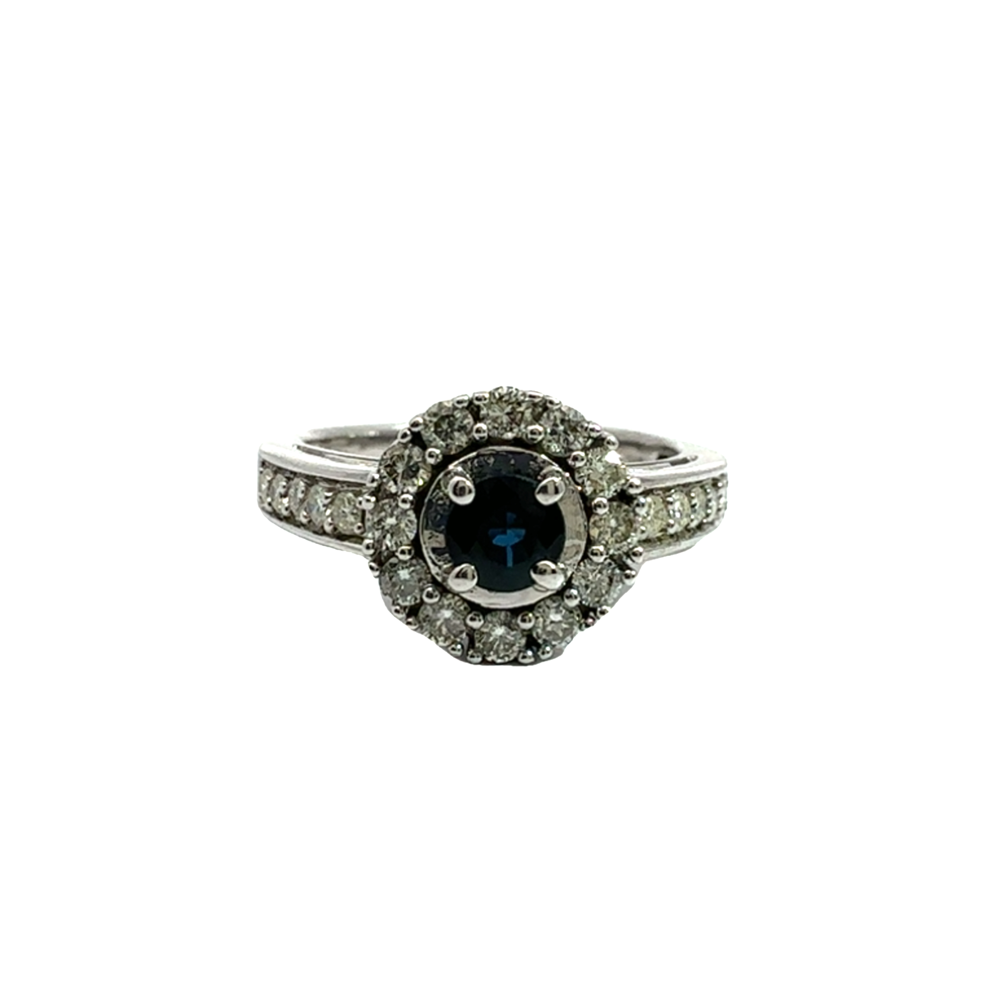 Estate 14k White Gold Sapphire and Diamond Ring