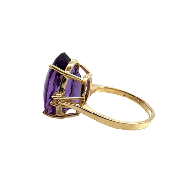 Estate 14k Yellow Gold Amethyst and Diamond Ring