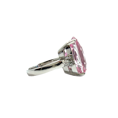 Vintage 14k White Gold Lab Created Pink Sapphire Ring