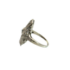 Vintage 14k White Gold Diamond Filigree Shield Ring