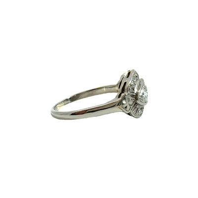 Vintage Art Deco 18k White Gold Three Stone Diamond Ring