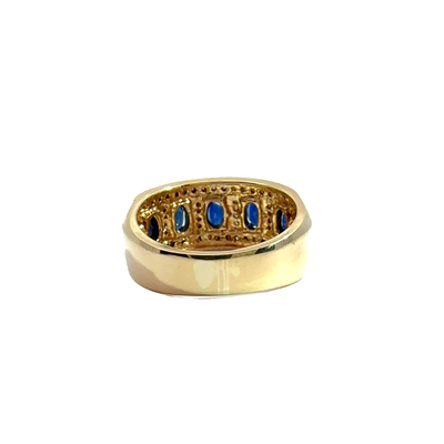 Estate 14k Yellow Gold Sapphire and Diamond Band Ring