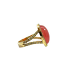 Estate 18k Yellow Gold Pink Rhodochrosite and Diamond Ring