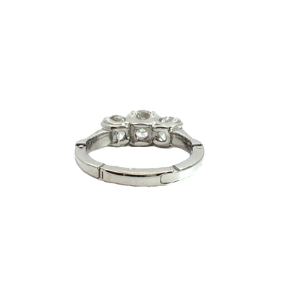 Estate 14k White Gold Three Stone Diamond Ring with Arthritic Shank