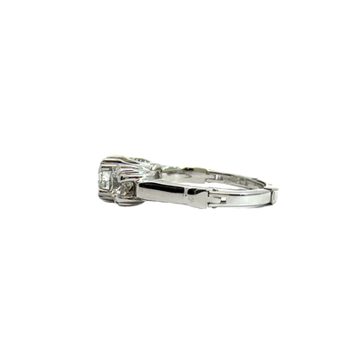 Estate 14k White Gold Three Stone Diamond Ring with Arthritic Shank