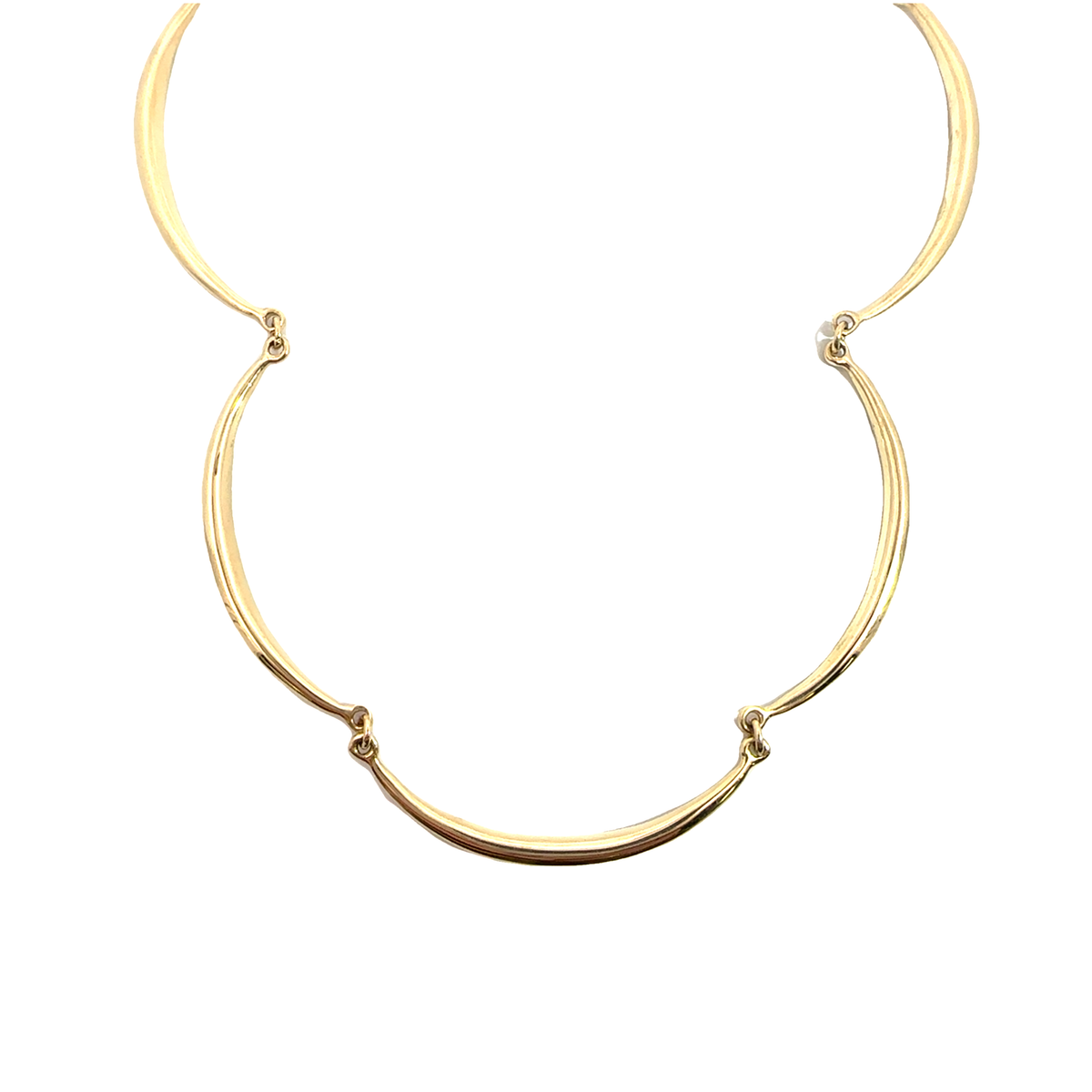 Vintage 14k Yellow Gold Scallop Link Necklace 15&quot;